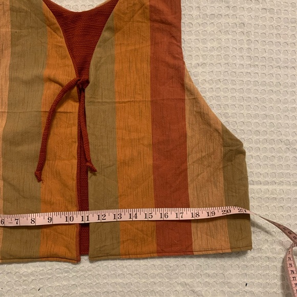 Handmade Upcycled Reversible Tie Vest - Red, Orange, and Green - Picture 5 of 9